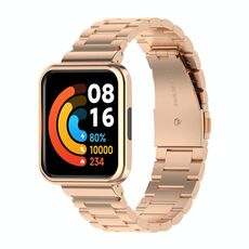 Banda di orologi in acciaio a tre perline per Xiaomi Redmi Watch 2 Lite International versione (oro rosa)