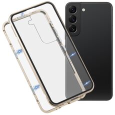 Per Samsung Galaxy S22 5G HD Cassa del telefono in vetro temperato in metallo magnetico (oro)
