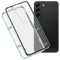 Per Samsung Galaxy S22 5G HD Case in vetro temperato in metallo magnetico (argento)