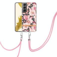 Per Samsung Galaxy S22 5G Fiori serie TPU Cassa del telefono con cordino (rosa Gardenia)