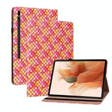 Per Samsung Galaxy Tab S8 / TAB S7 Color Weave Texture Case in pelle flip in pelle con supporto (Rose Red)