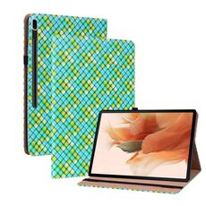 Per Samsung Galaxy Tab S8 / TAB S7 Colore Tessere Tessitura Caso compressa in pelle flip in pelle con supporto (verde)