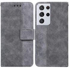 Per Samsung Galaxy S21 Ultra 5G Custodia in pelle in pelle geometrica Geometrica (grigio)