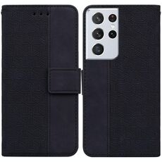Per Samsung Galaxy S21 Ultra 5G Custodia in pelle geometrica Geometrica (Nero)