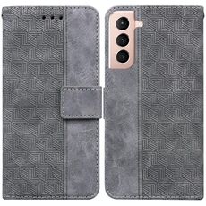 Per Samsung Galaxy S22 5G custodia in pelle goffrata geometrica (grigia)