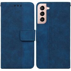 Per Samsung Galaxy S22 5G custodia in pelle geometrica geometrica (blu)