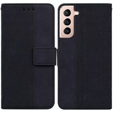 Per Samsung Galaxy S22 5G Cassa del telefono in pelle geometrica Geometrica (nero)