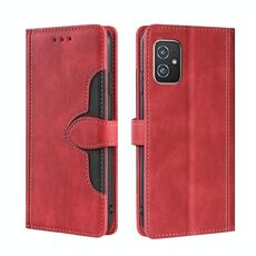 Per Asus Zenfone8 ZS590KS Skin Feel Steel Cappello da paglia Casetta magnetica Cassa del telefono in pelle (rosso)