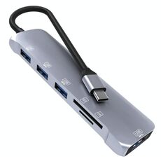NK-3043 6 in 1 USB-C / Type-C a TF / Slot per scheda SD + 4 USB Adattatore femminile (spazio grigio spazio)
