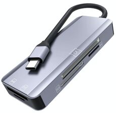 NK-3044 5 in 1 USB-C / Type-C a MS / M2 / CF / TF / SD scheda Slot scheda Adattatore (grigio spaziale)