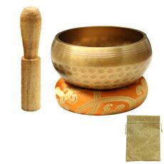 Buddha Sound Bowl Yoga Meditazione di meditazione Ciotola di rame, Dimensioni: Diametro 8.5 cm (ciotola + tappetino + bastone in legno + borsa in lino)