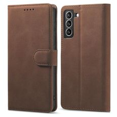Per Samsung Galaxy S21 Ultra 5G Spazzola antifurto smerigliato Caso in pelle orizzontale in pelle con supporto e carte e portafoglio (caffè)