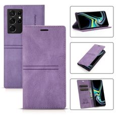 Per Samsung Galaxy S21 Ultra 5G Dream Dream Aspirazione magnetica Business orizzontale Flip PU Custodia in pelle con supporto e carta Slot & Portafoglio (viola)