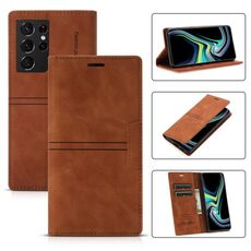 Per Samsung Galaxy S21 Ultra 5G Dream Magnetic Aspirazione Business Business Horizontal Flip PU Custodia in pelle con supporto e carta Slot & Portafoglio (Brown)