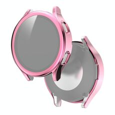 Per Samsung Galaxy Watch4 40mm PC elettroplapato da 40 mm + custodia protettiva integrata integrata in vetro temperato (rosa)