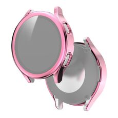 Per Samsung Galaxy Watch4 44 mm PC elettroplapato + custodia protettiva integrata in vetro temperato (rosa)