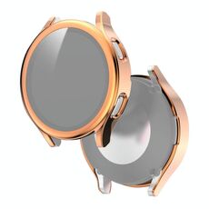Per Samsung Galaxy Watch4 44 mm PC elettroplapato + Cassa protettiva integrata integrata in vetro temperato (oro rosa)