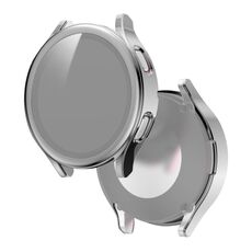 Per Samsung Galaxy Watch4 44 mm PC elettroplato + Pellicola in vetro temperato Cassa protettiva integrata (argento)