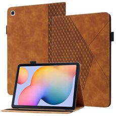 Per Samsung Galaxy Tab S6 Lite SM-P610 / T615 Rhombus Skin Self Sensazione orizzontale Tablet Flip Tablet Caso in pelle con slot per schede e supporto (marrone)
