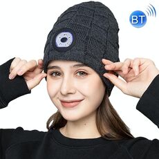 RG5-BL Bluetooth Lighting Lighting Music Knit Hat Plus Velvet Night Lampada da corsa Cappello (grigio scuro)
