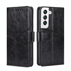 Per Samsung Galaxy S22 5G cuciture geometriche custodia orizzontale in pelle orizzontale con titolare e slot per schede e portafoglio (nero)