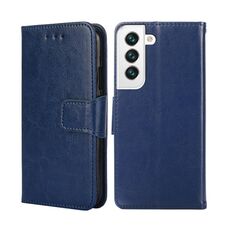 Per Samsung Galaxy S22 5G trama cristallo orizzontale flip custodia in pelle con supporto e carte e portafoglio (Royal Blue)