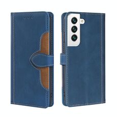 Per Samaung Galaxy S22 5G Pelle Sensazione della pelle Cappello della paglia Caso in pelle flip orizzontale con supporto e slot per schede (blu)