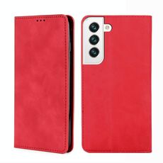 Per Samaung Galaxy S22 5G Skin Feel custodia a flip orizzontale magnetica con supporto e slot per schede (rosso)