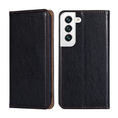 Per SAMAUNG GALAXY S22 5G Colore puro Custodia in pelle orizzontale a flip orizzontale con supporto e carta Slot & Portafoglio (nero)