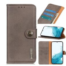 Per Samsung Galaxy S22 5g Khazneh BOWHIDE Struttura Custodia in pelle flip orizzontale con supporto e carte Slot e portafoglio (Kaki)