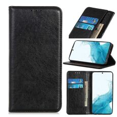 Per Samsung Galaxy S22 5G Magnetic Crazy Horse Texture orizzontale flip custodia in pelle con supporto e carte slot e portafoglio (nero)