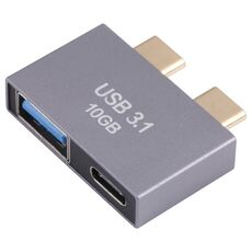 USB Femmina + USB-C / Type-C Femmina a 2 x adattatore maschio USB-C / tipo-C