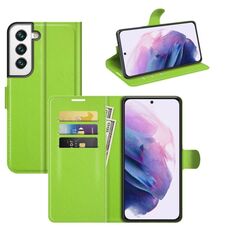 Per Samsung S22 Litchi Texture Cassa protettiva a flip orizzontale con supporto e carta Slot e portafoglio (verde)