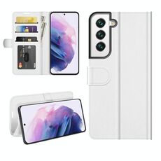 Per Samsung Galaxy S22 5G R64 Texture Singola custodia protettiva orizzontale orizzontale con supporto e carte slot e portafoglio e cornice fotografica (bianco)