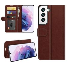 Per Samsung Galaxy S22 5G R64 Texture Singola custodia protettiva orizzontale orizzontale con supporto e carta Slot & Portafoglio e cornice fotografica (marrone)