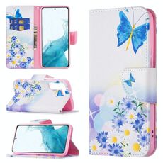 Per Samsung Galaxy S22 5G modello di disegno colorato modello orizzontale flip custodia in pelle con supporto e carte slot e portafoglio (farfalla amore)