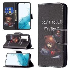 Per Samsung Galaxy S22 5G Colorato modello disegno orizzontale flip custodia in pelle con supporto e carte slot e portafoglio (orso)