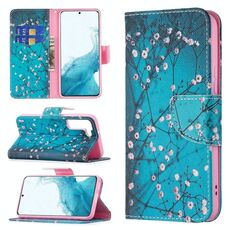 Per Samsung Galaxy S22 5G Pattern colorato modello di disegno orizzontale flip custodia in pelle con supporto e slot per schede e portafoglio (Plum Blossom)
