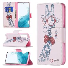 Per Samsung Galaxy S22 5G colorato modello di disegno orizzontale flip custodia in pelle con supporto e carta slot e portafoglio (cervi)