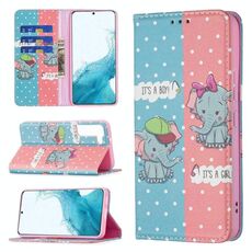 Per Samsung Galaxy S22 5G Pattern colorato modello di disegno invisibile in pelle orizzontale a flip orizzontale con supporto e carta Slot & Portafoglio (elefante)