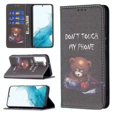Per Samsung Galaxy S22 5G colorato disegno modello di disegno invisibile in pelle orizzontale magnetica in pelle flip con supporto e carte e portafoglio (orso)