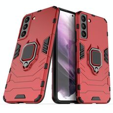 Per Samsung Galaxy S22 5G PC + Custodia protettiva antiurto TPU con supporto ad anello magnetico (rosso)
