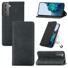 Per Samsung Galaxy S22 5G Pelle retrò Sensazione magnetica Caso di cuoio flip orizzontale con supporto e carte Slot e portafoglio e cornice fotografica (nero)