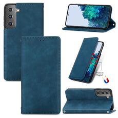 Per Samsung Galaxy S22 5G Pelle retrò Sensazione della pelle a flip orizzontale magnetica con supporto e carta Slot e portafoglio e cornice fotografica (blu)