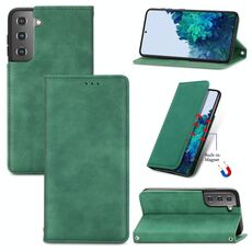 Per Samsung Galaxy S22 5G Pelle retrò Sensazione della pelle MAGNETIC GRANDE GUADAGGIO IN PELLE IN BIGLIZZATORE CON TITOLA E STOCK SLOTS & Portafoglio e cornice fotografica (verde)