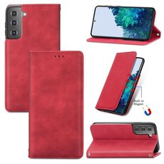 Per Samsung Galaxy S22 5G Pelle retrò Sensazione magnetica in pelle flip orizzontale con supporto e carta Slot e portafoglio e cornice fotografica (rosso)