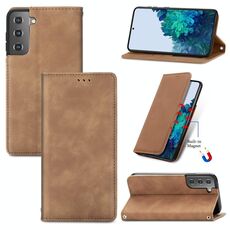 Per Samsung Galaxy S22 5G Pelle retrò Sensazione della pelle a flip orizzontale a flip orizzontale con supporto e carta Slot e portafoglio e cornice fotografica (marrone)