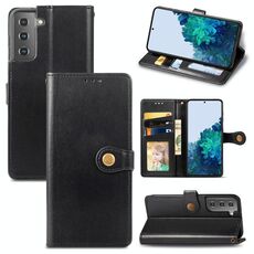 Per Samsung Galaxy S22 5G Cassa del telefono in pelle di colore solido (nero)