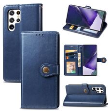 Per Samsung Galaxy S22 Ultra 5G Cassa del telefono in pelle di colore massiccio (blu)