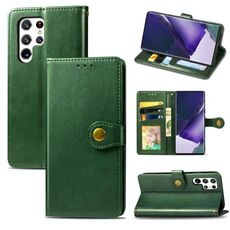 Per Samsung Galaxy S22 Ultra 5G Cassa del telefono in pelle di colore massello (verde)